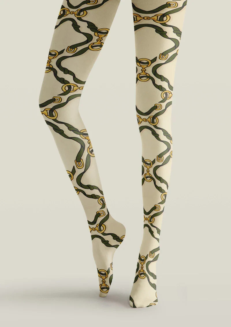 Viken Plan Beige Argyle Tights Hosiery Pantyhose