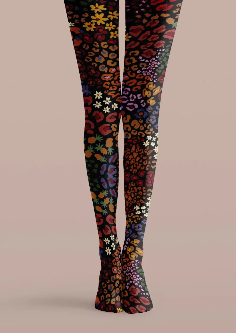 Viken Plan Colorful Floral Print Tights Hosiery Pantyhose