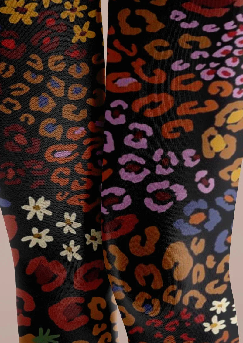 Viken Plan Colorful Floral Print Tights Hosiery Pantyhose