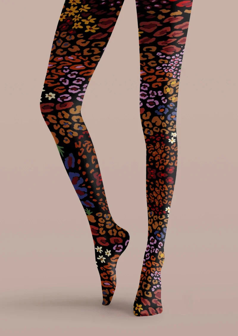 Viken Plan Colorful Floral Print Tights Hosiery Pantyhose