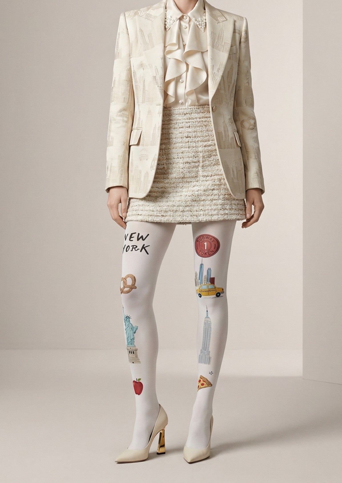 Viken Plan New York Theme Graphic Tights Hosiery Pantyhose