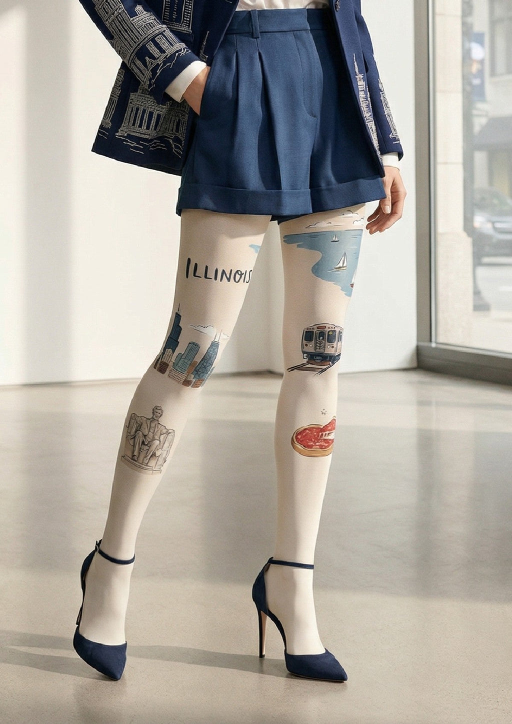 Viken Plan Illinois Theme Graphic Tights Hosiery Pantyhose
