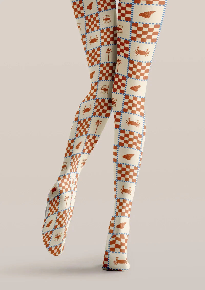 Viken Plan Checkerboard Plaid Tights Hosiery Pantyhose