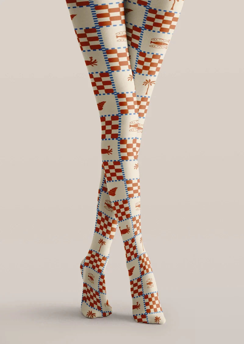 Viken Plan Checkerboard Plaid Tights Hosiery Pantyhose