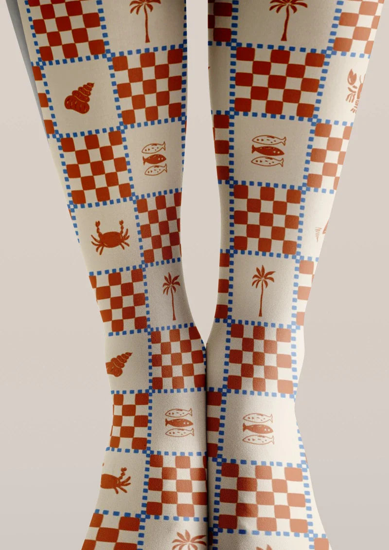 Viken Plan Checkerboard Plaid Tights Hosiery Pantyhose