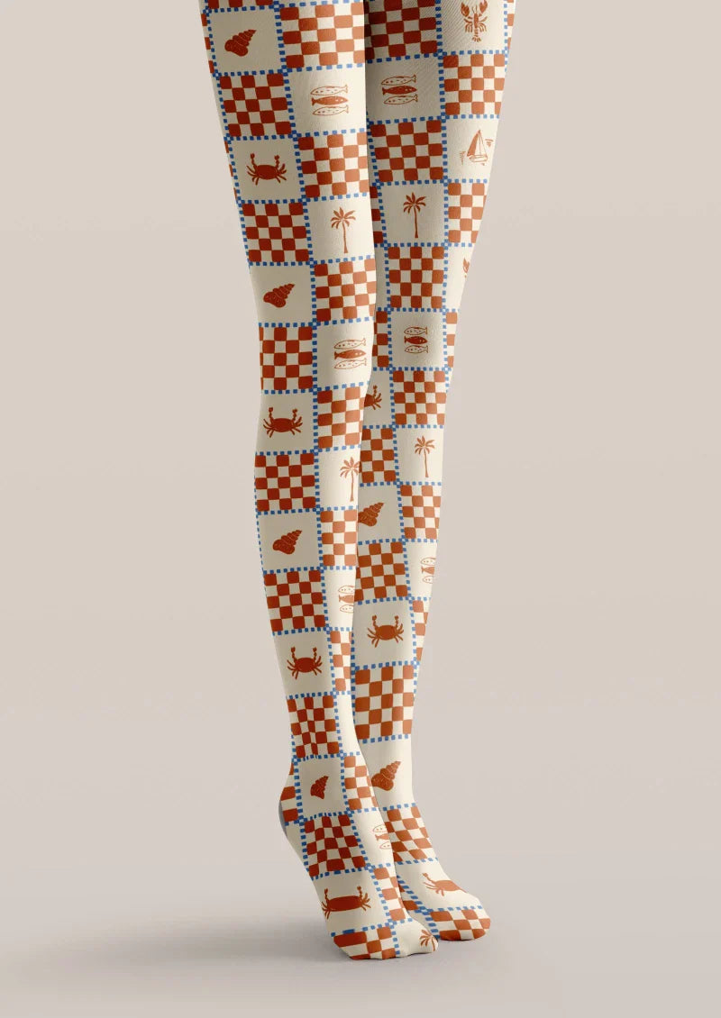 Viken Plan Checkerboard Plaid Tights Hosiery Pantyhose