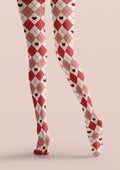 Viken Plan Red White Argyle Tights Hosiery Pantyhose
