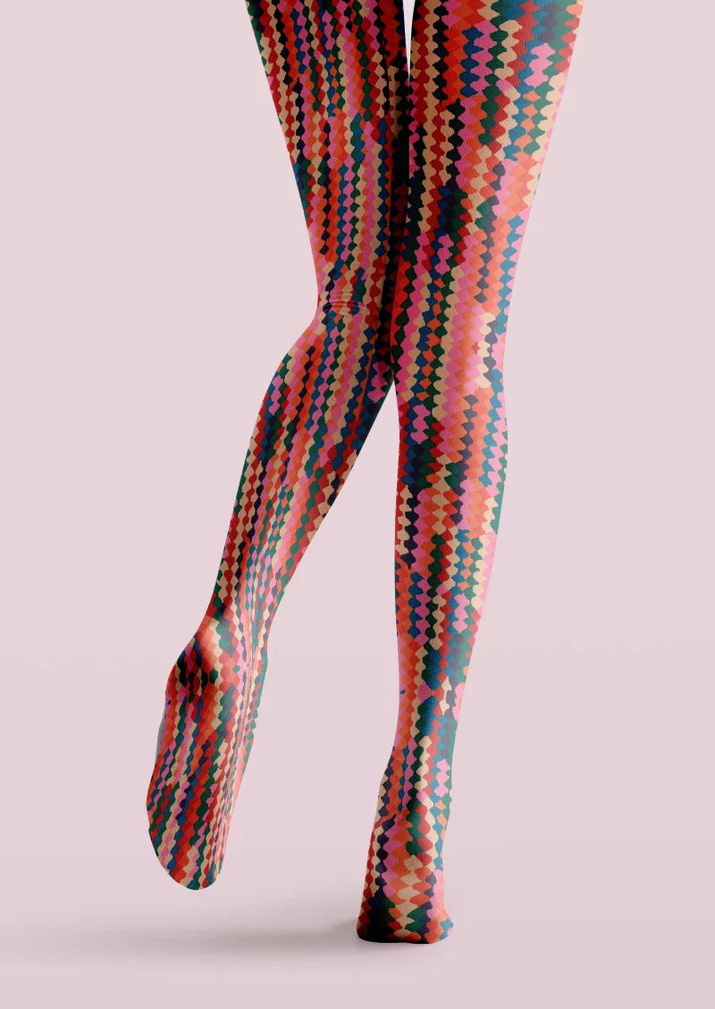 Viken Plan Colorful Geometric Striped Tights Hosiery Pantyhose
