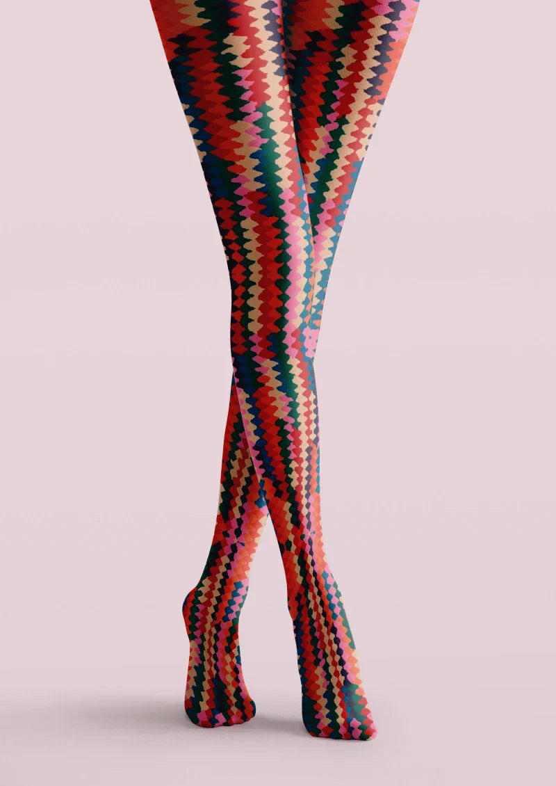 Viken Plan Colorful Geometric Striped Tights Hosiery Pantyhose
