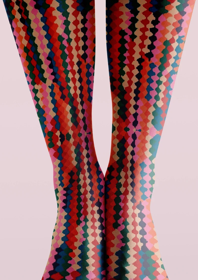 Viken Plan Colorful Geometric Striped Tights Hosiery Pantyhose