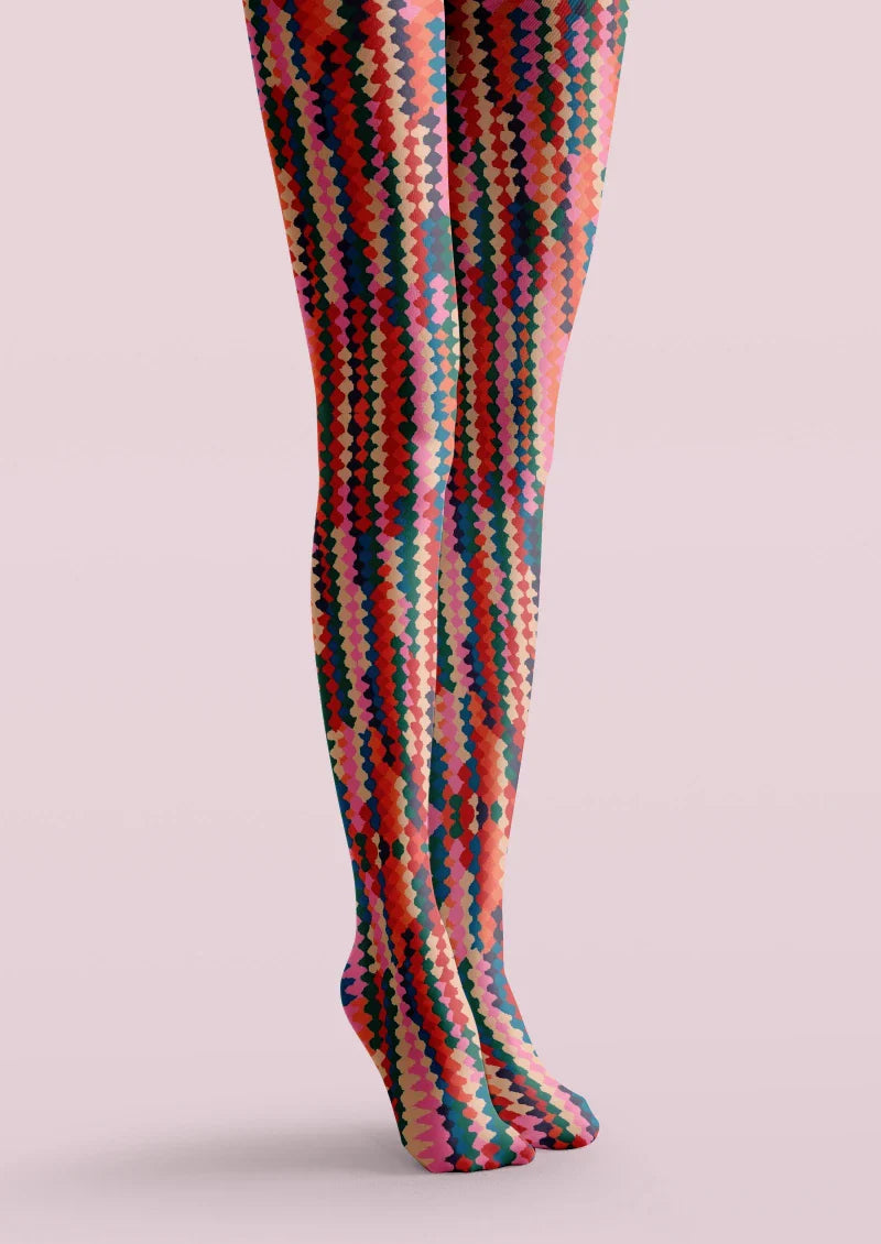 Viken Plan Colorful Geometric Striped Tights Hosiery Pantyhose