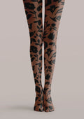 Viken Plan Brown Floral Graphic Tights Hosiery Pantyhose