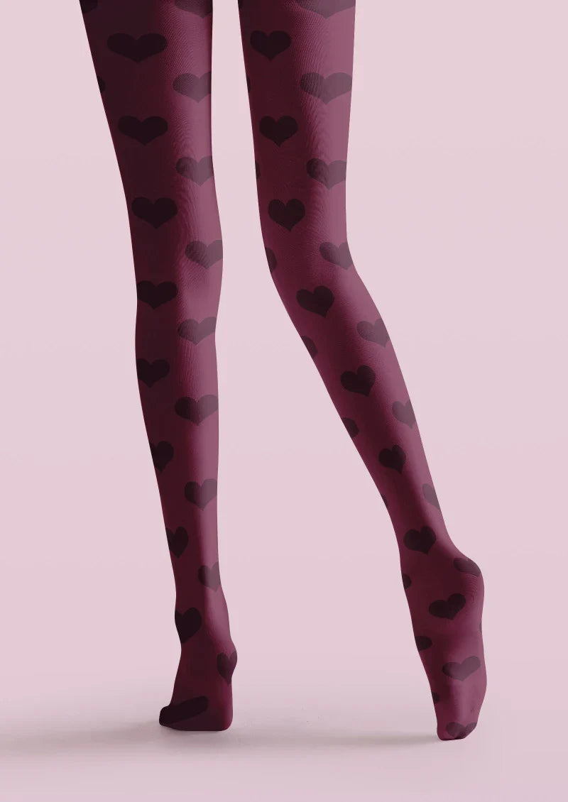 Viken Plan Purple Love Text Graphic Tights Hosiery Pantyhose