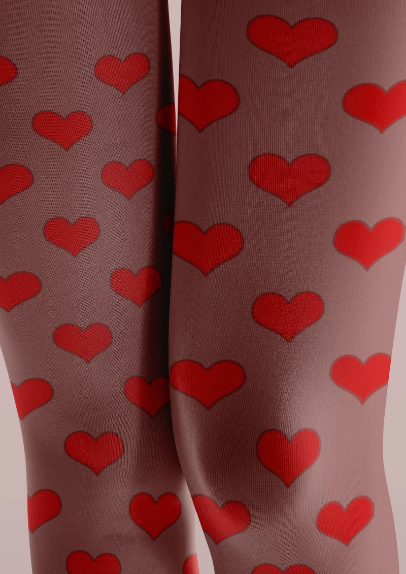 Viken Plan Red Heart Polka Dot Tights Hosiery Pantyhose