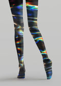 Viken Plan Holographic Striped Tights Hosiery Pantyhose