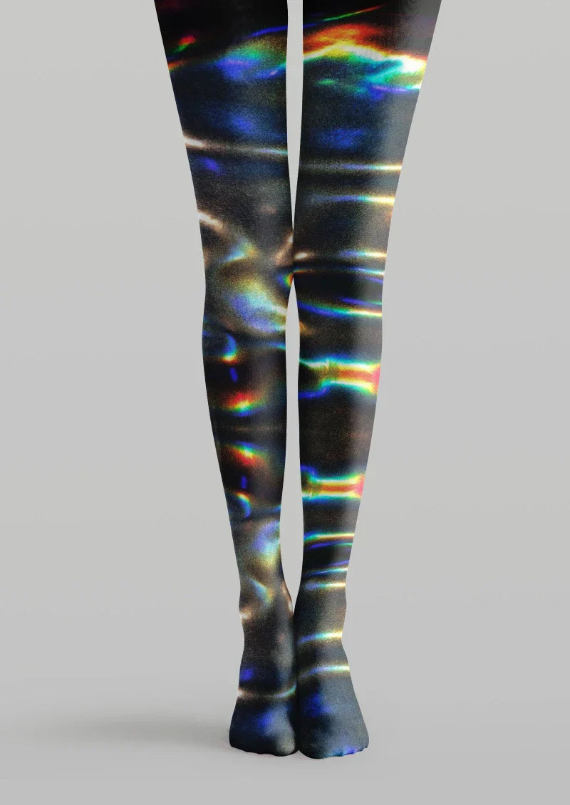 Viken Plan Holographic Striped Tights Hosiery Pantyhose