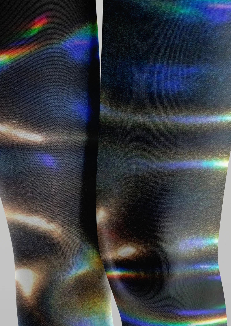 Viken Plan Holographic Striped Tights Hosiery Pantyhose
