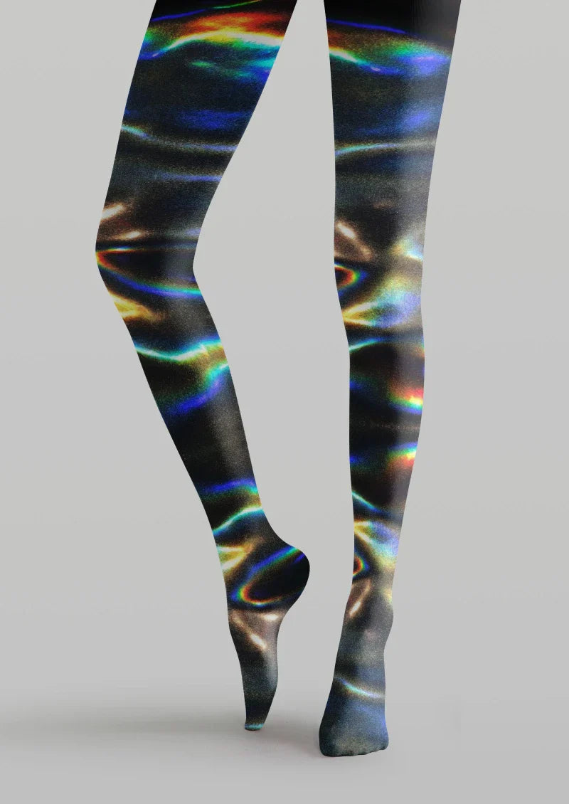 Viken Plan Holographic Striped Tights Hosiery Pantyhose