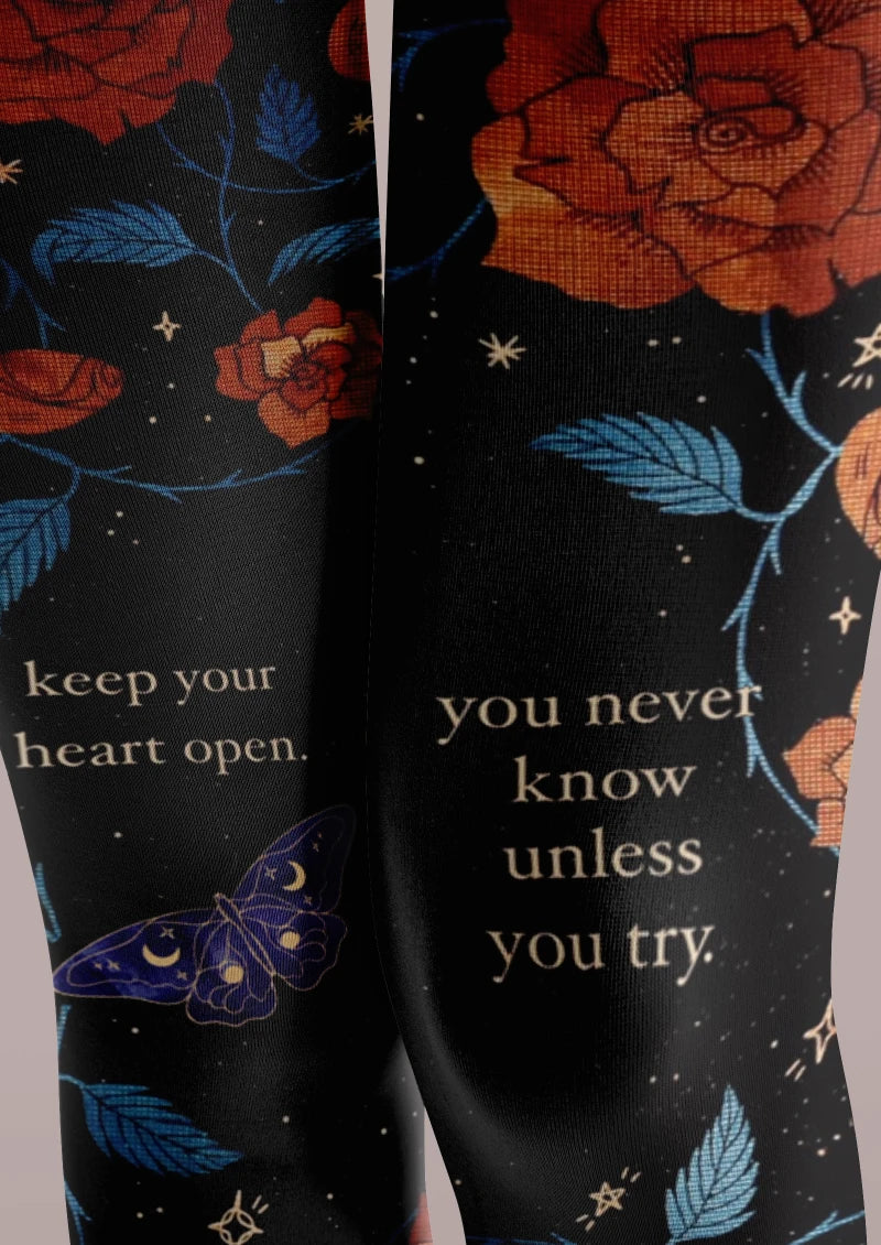 Viken Plan Black Colorful Floral Tights Hosiery Pantyhose