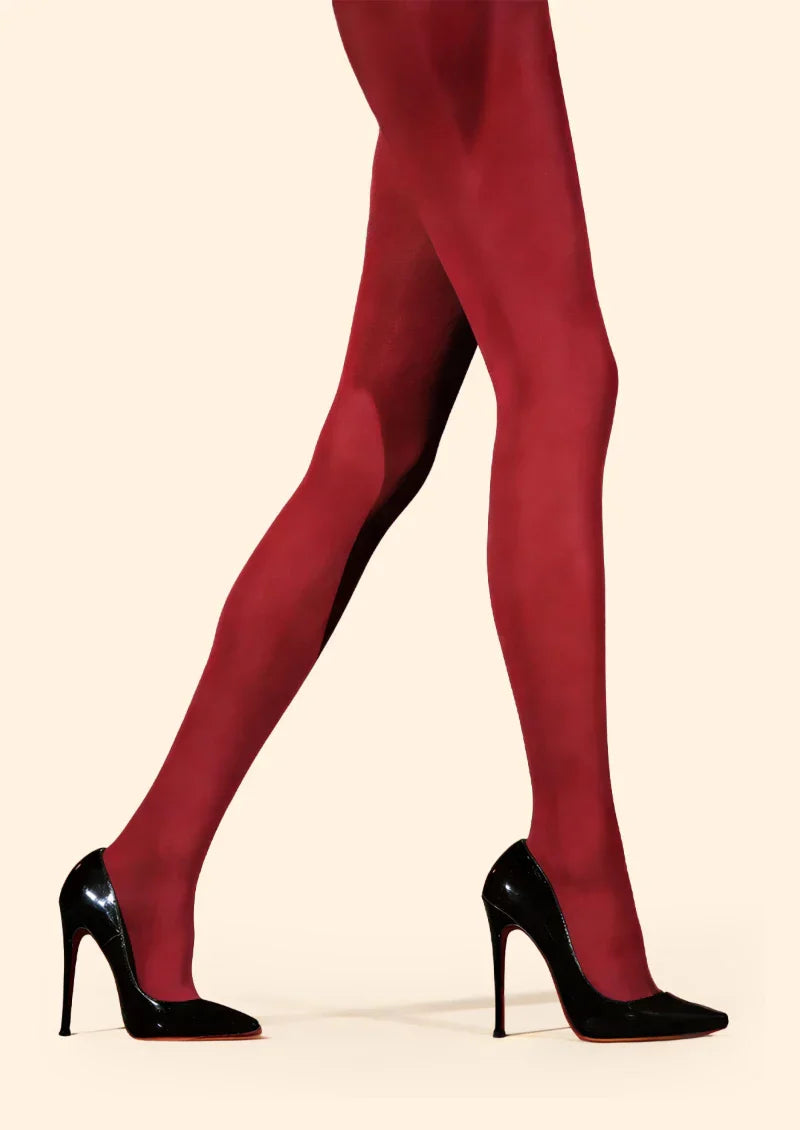 Viken Plan Passionate Love Wine Red Velvet Anti-Snagging Pantyhose Tights Hosiery