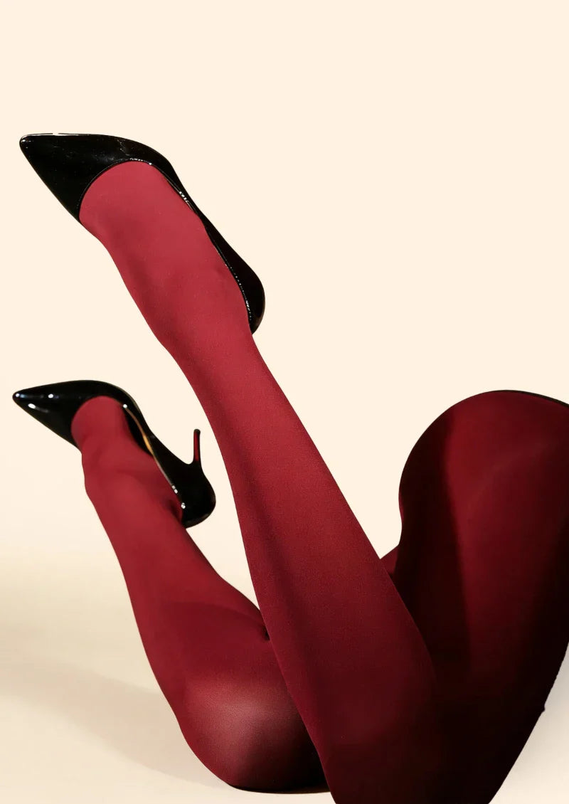 Viken Plan Passionate Love Wine Red Velvet Anti-Snagging Pantyhose Tights Hosiery
