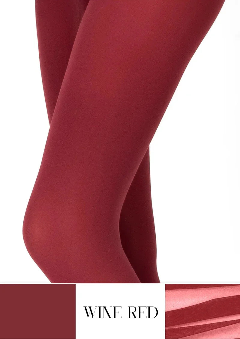Viken Plan Passionate Love Wine Red Velvet Anti-Snagging Pantyhose Tights Hosiery