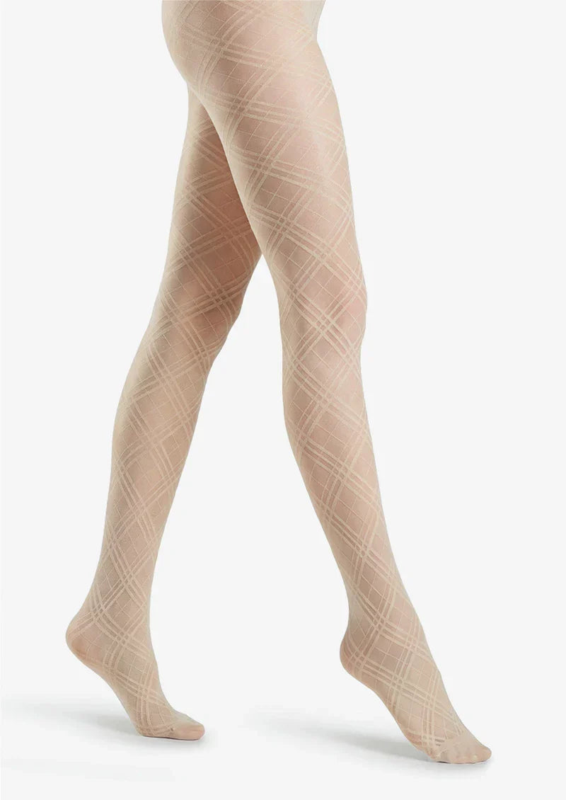 Viken Plan Argyle Texture Geometric Aesthetic Silky Pantyhose Tights Hosiery