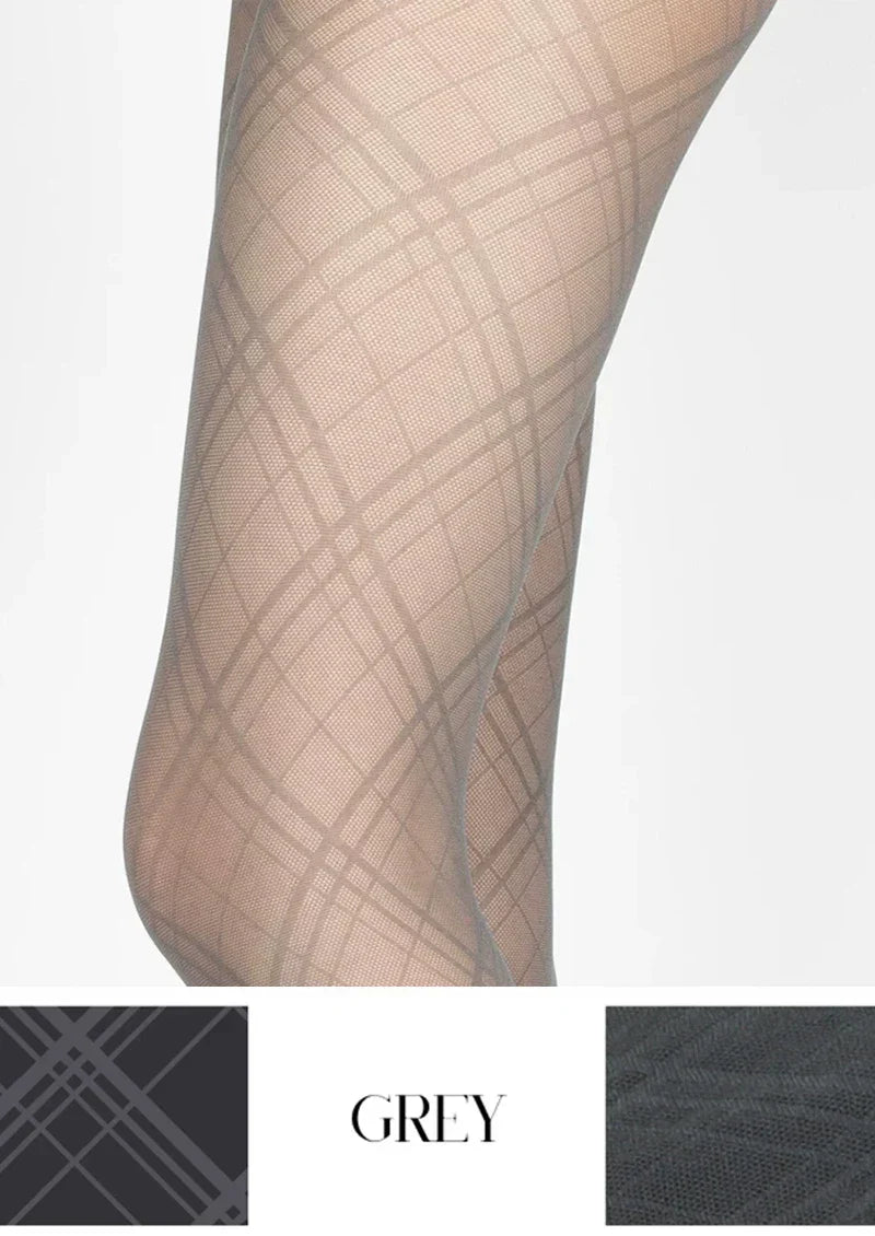 Viken Plan Argyle Texture Geometric Aesthetic Silky Pantyhose Tights Hosiery