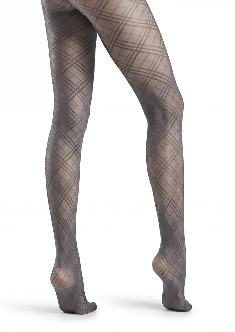 Viken Plan Argyle Texture Geometric Aesthetic Silky Pantyhose Tights Hosiery