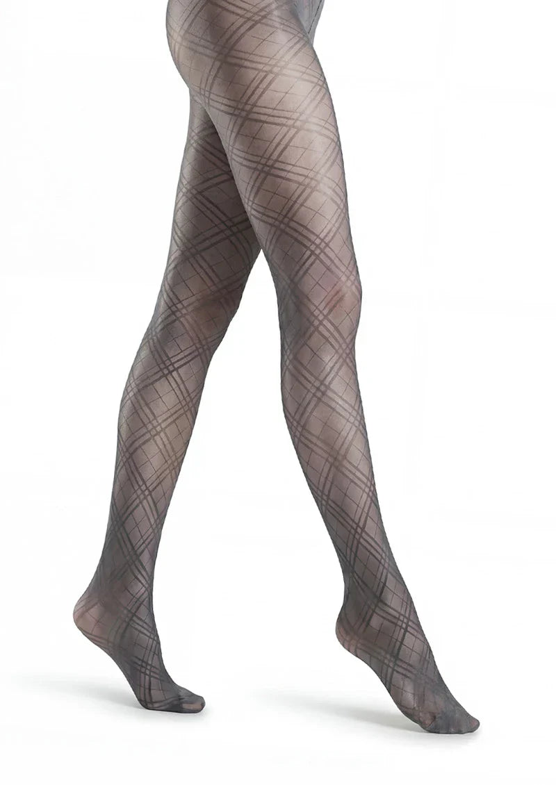 Viken Plan Argyle Texture Geometric Aesthetic Silky Pantyhose Tights Hosiery