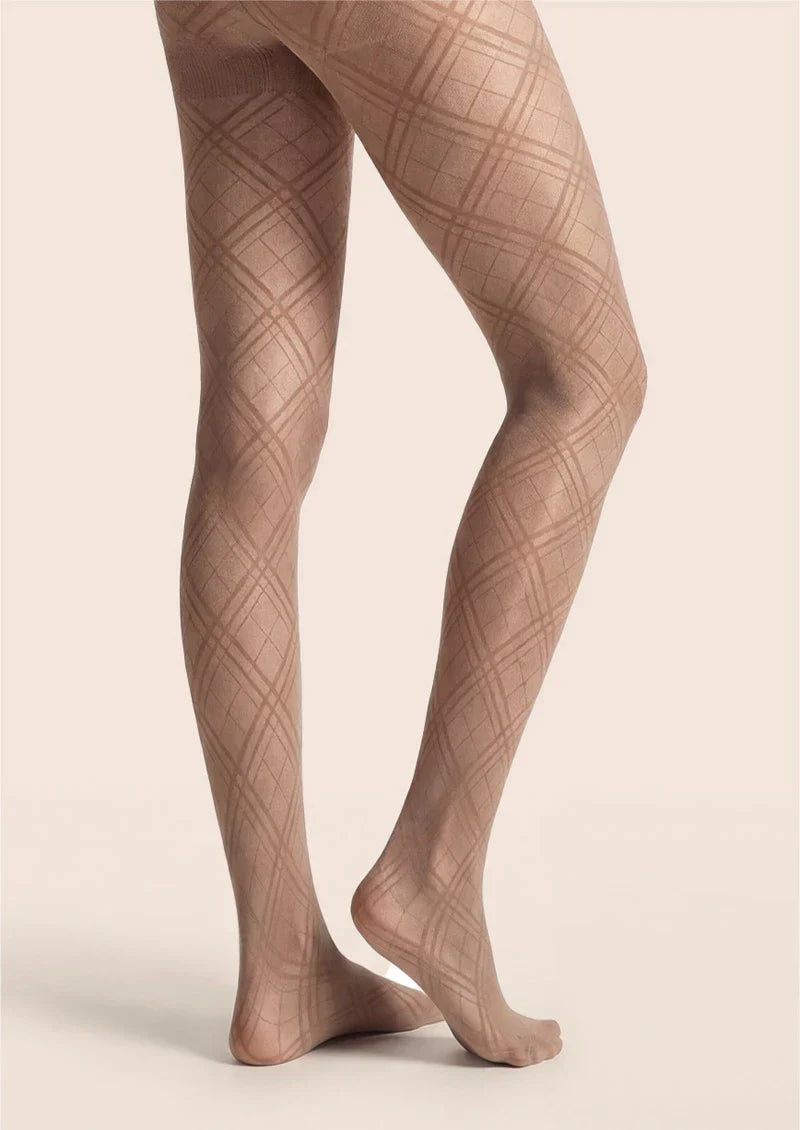 Viken Plan Argyle Texture Geometric Aesthetic Silky Pantyhose Tights Hosiery