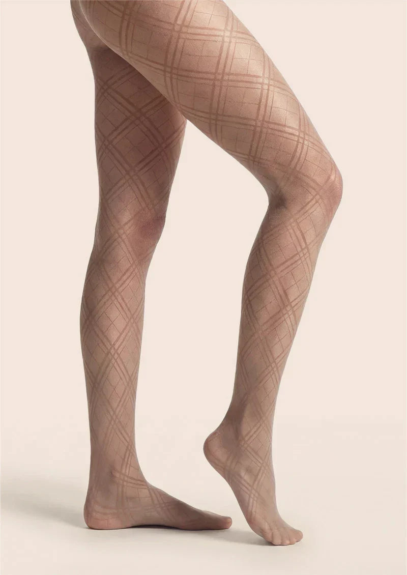 Viken Plan Argyle Texture Geometric Aesthetic Silky Pantyhose Tights Hosiery