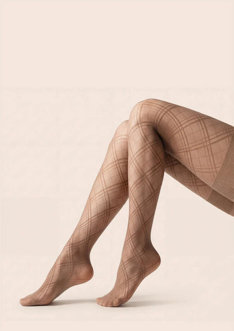 Viken Plan Argyle Texture Geometric Aesthetic Silky Pantyhose Tights Hosiery