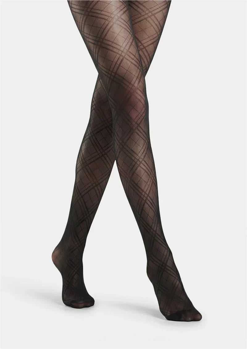 Viken Plan Argyle Texture Geometric Aesthetic Silky Pantyhose Tights Hosiery