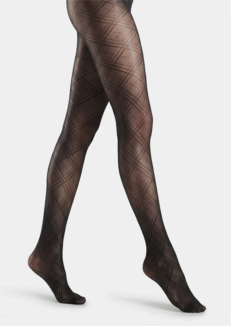 Viken Plan Argyle Texture Geometric Aesthetic Silky Pantyhose Tights Hosiery