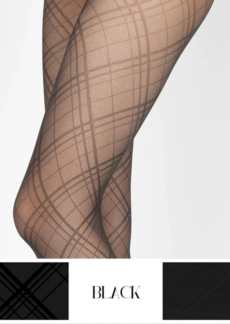 Viken Plan Argyle Texture Geometric Aesthetic Silky Pantyhose Tights Hosiery