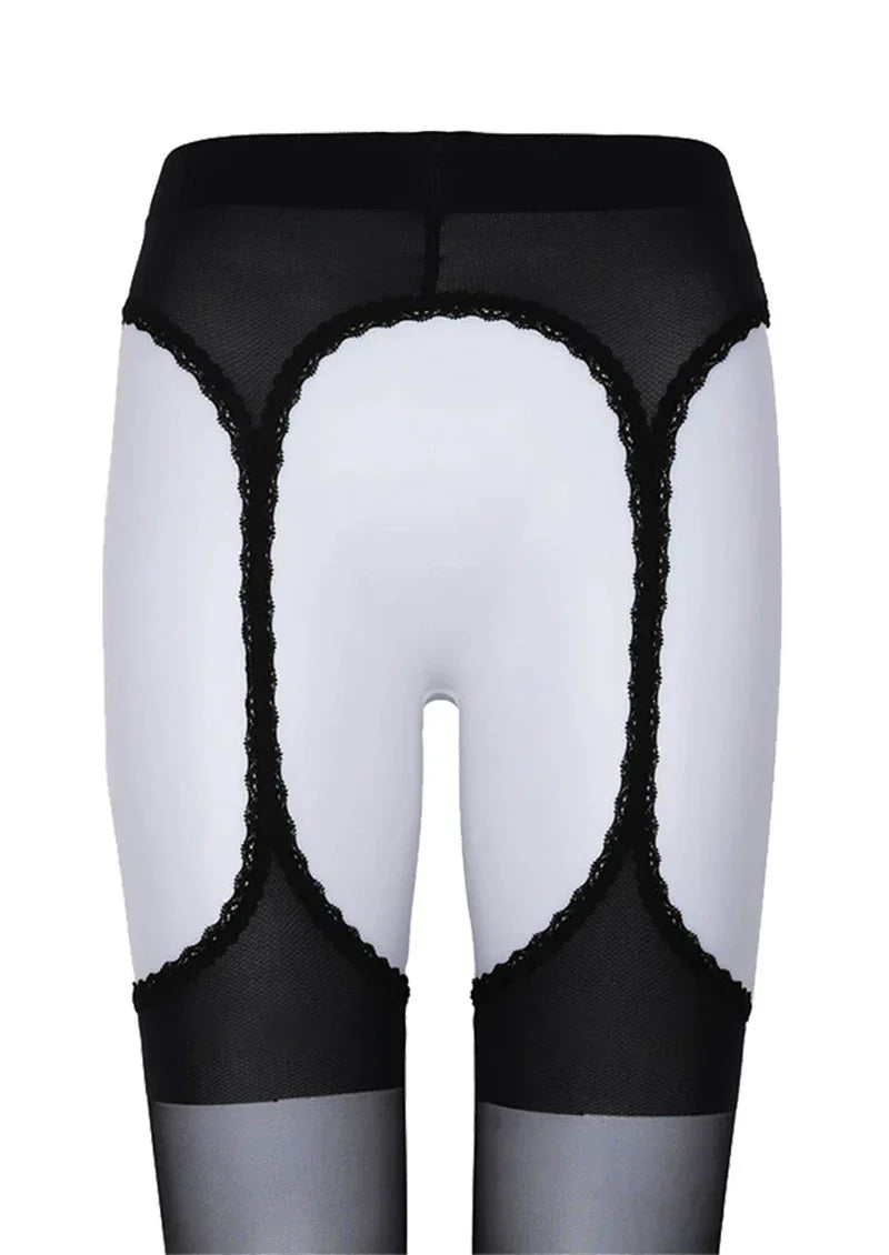 Viken Plan Four-Way Open-Crotch Lace Cut-Out Suspender Pantyhose Tights Hosiery