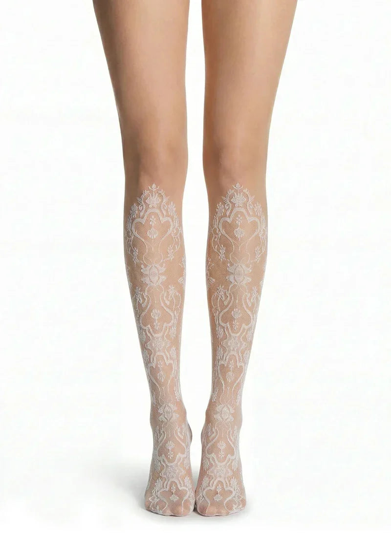 Viken Plan Elegant Cut-Out Floral Jacquard Sheer Pantyhose Tights Hosiery