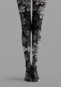 Viken Plan Black White Floral Tights Hosiery Pantyhose