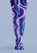 Viken Plan Blue Purple Wave Graphic Tights Hosiery Pantyhose