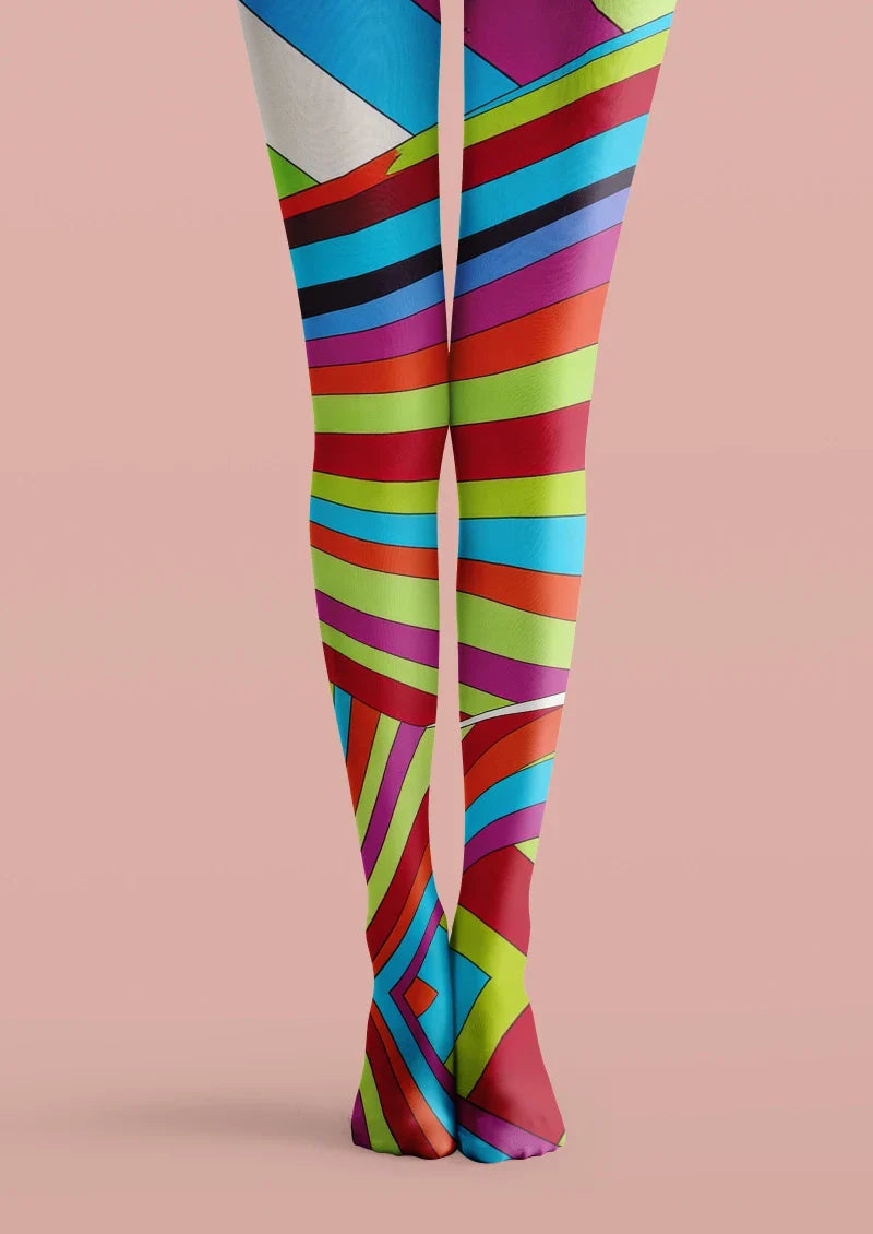 Viken Plan Colorful Striped Geometric Tights Hosiery Pantyhose