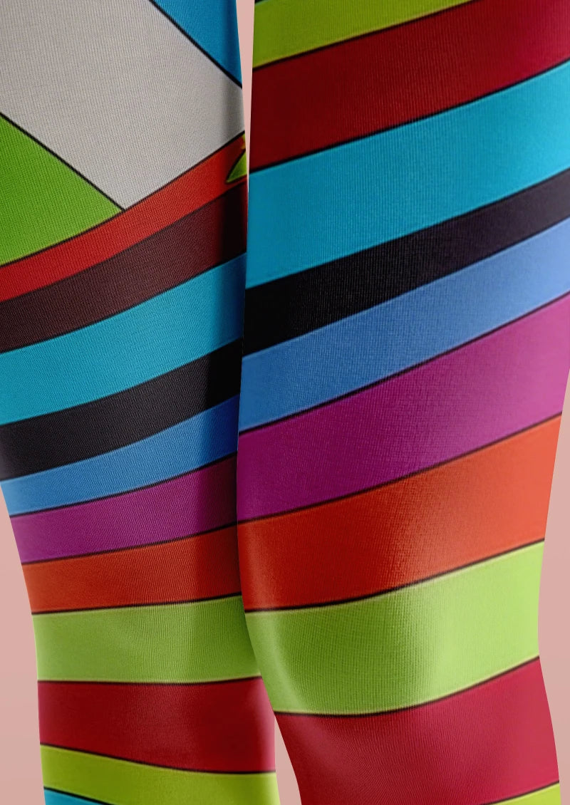 Viken Plan Colorful Striped Geometric Tights Hosiery Pantyhose