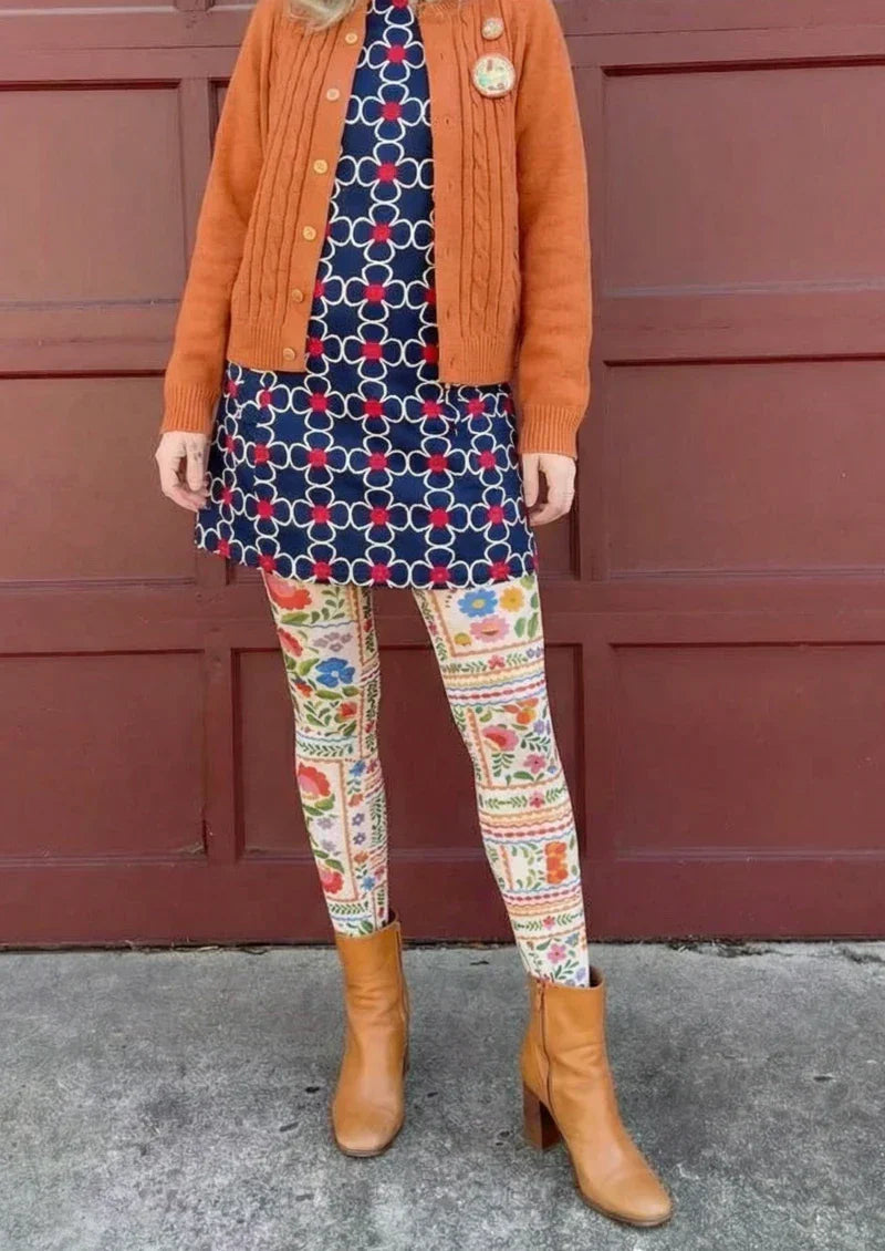 Viken Plan Colorful Ethnic Pattern Tights Hosiery Pantyhose