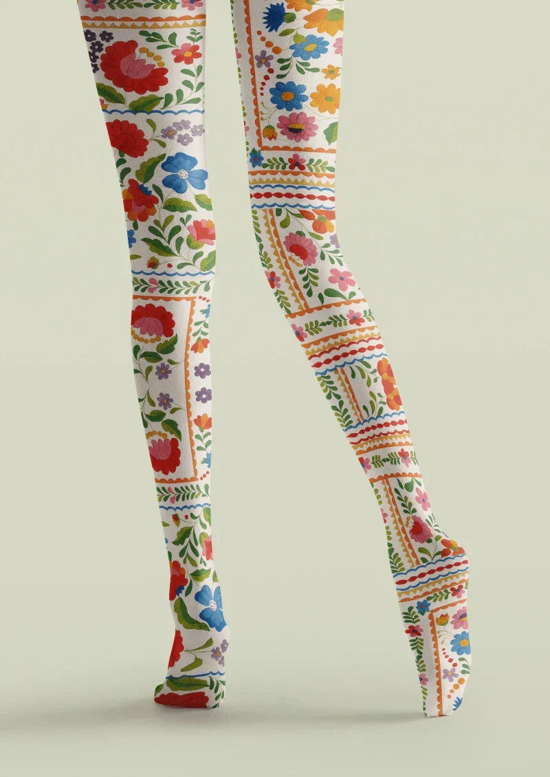 Viken Plan Colorful Ethnic Pattern Tights Hosiery Pantyhose