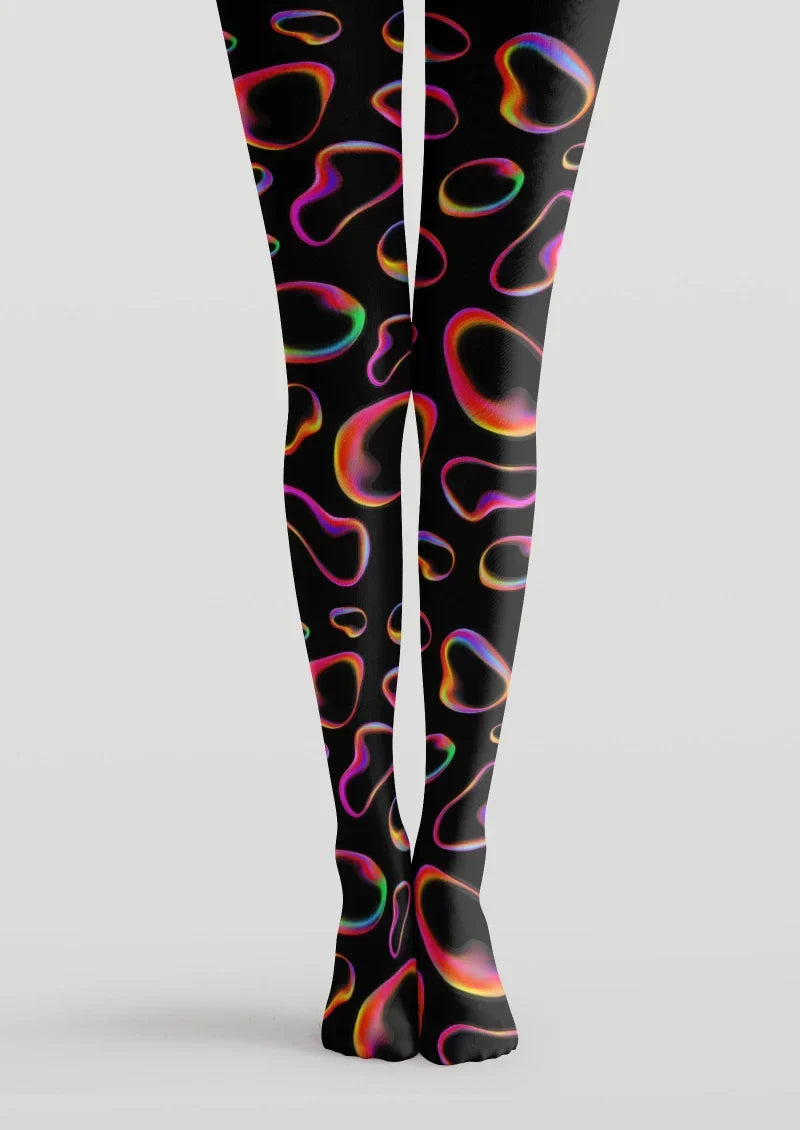 Viken Plan Colorful Neon Line Tights Hosiery Pantyhose