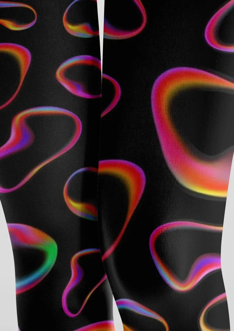 Viken Plan Colorful Neon Line Tights Hosiery Pantyhose