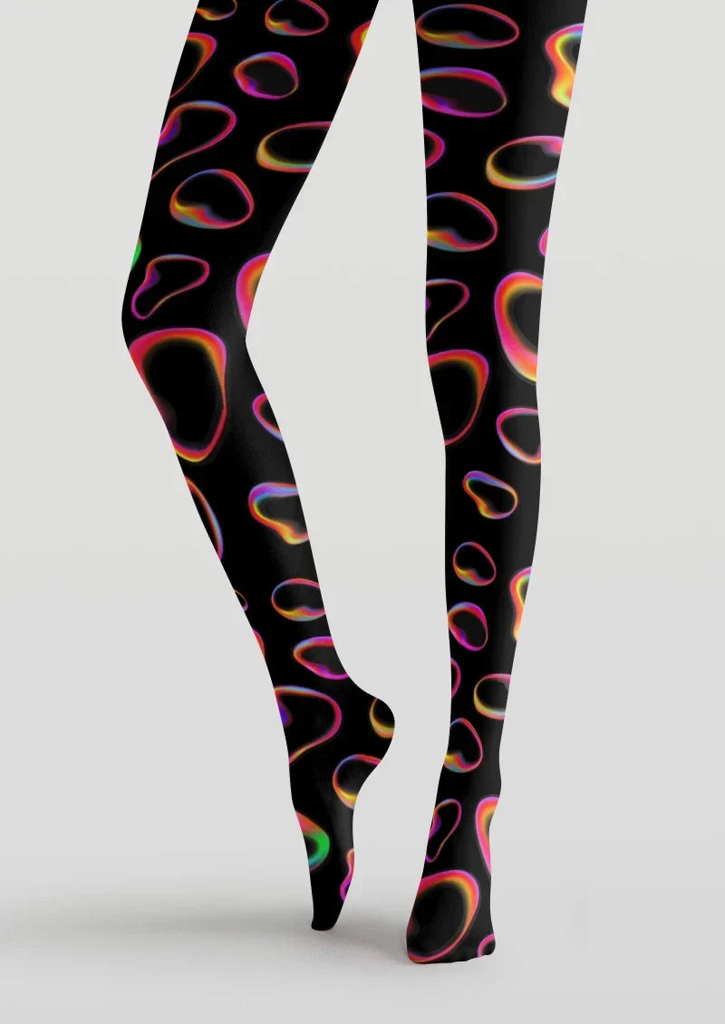 Viken Plan Colorful Neon Line Tights Hosiery Pantyhose