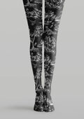 Viken Plan Black Gray Abstract Texture Tights Hosiery Pantyhose