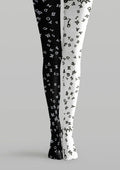 Viken Plan White Black Letter Graphic Tights Hosiery Pantyhose