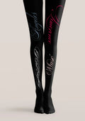 Viken Plan Black White Handwritten Text Tights Hosiery Pantyhose